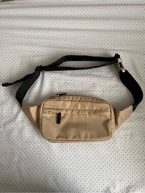 Main Character Beige Belt Bag with Black Strap